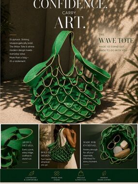 The Wave Tote – Green Women’s Tote Bag